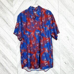 Dixxon Shirt Mens Large The Mixxer Drink Print Short Sleeve Red White Blue Mixer